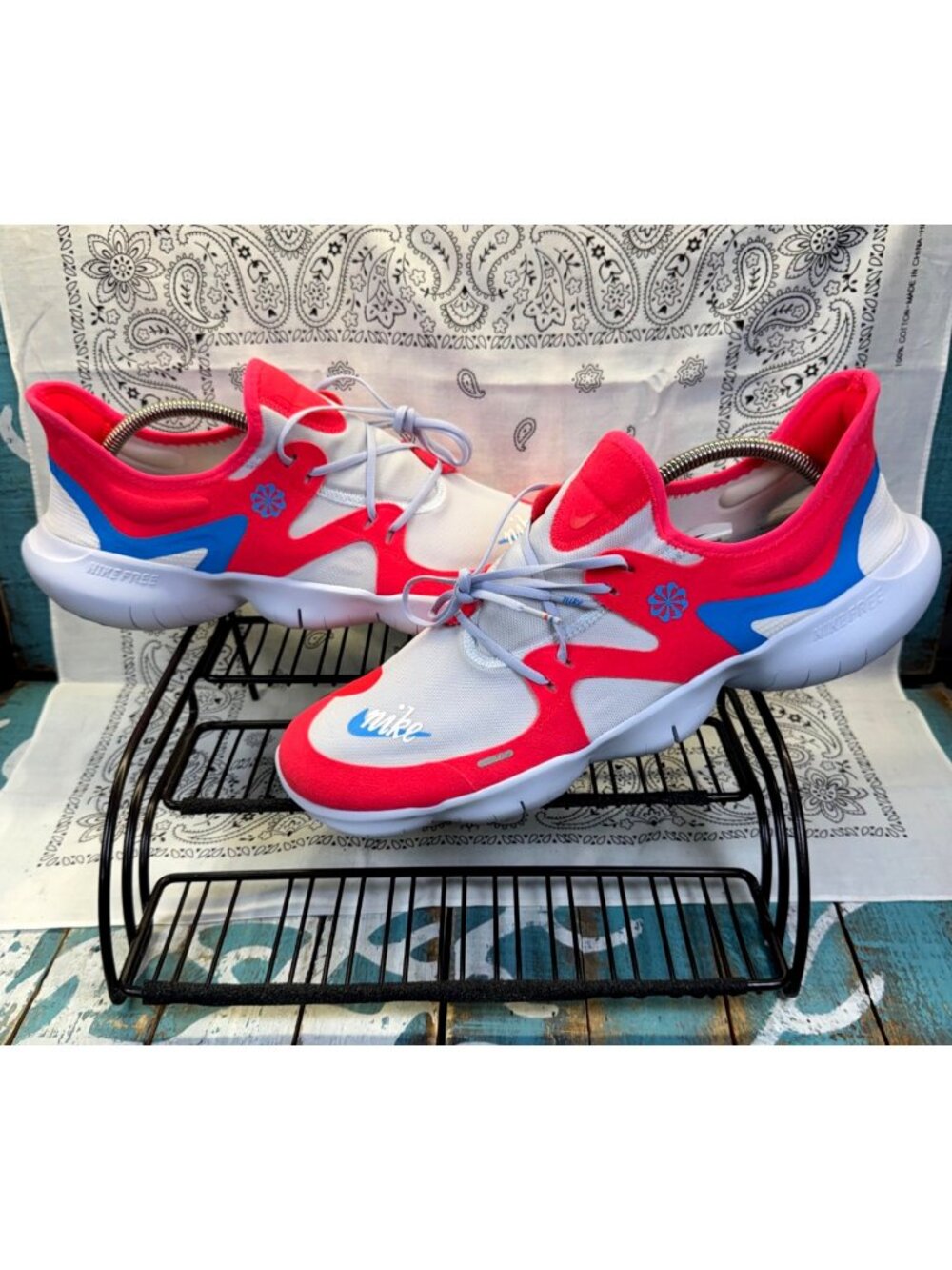 Nike Free RN 5.0 ‘Red Orbit Blue Hero’ CI1288-600 Mens Size 13 Running Shoes EUC
